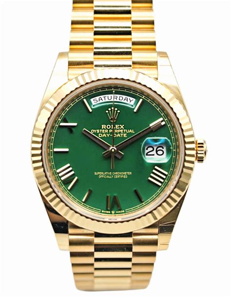 rolex day date green dial 2022|Rolex Day-Date price.